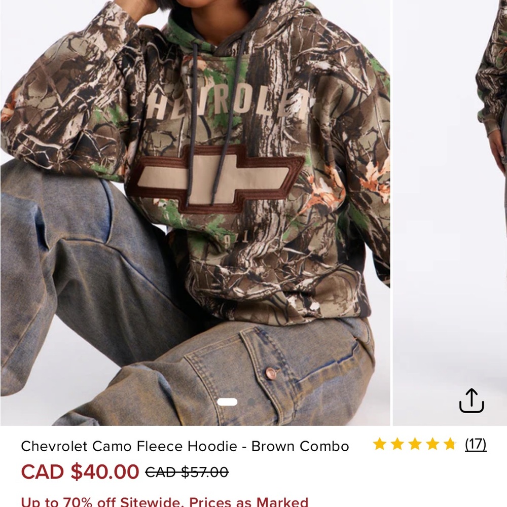 FashionNova Chevrolet Camo Fleece Hoodie - Brown/Green